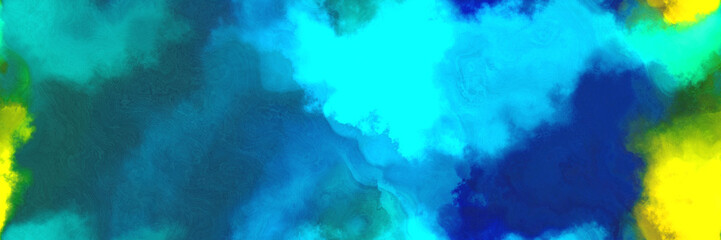 abstract watercolor background with watercolor paint with teal, gold and bright turquoise colors and space for text or image