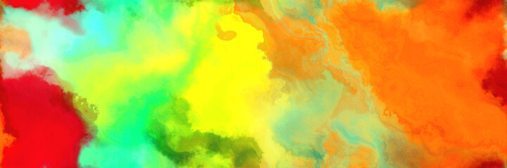 abstract watercolor background with watercolor paint with green yellow, pastel green and crimson colors and space for text or image