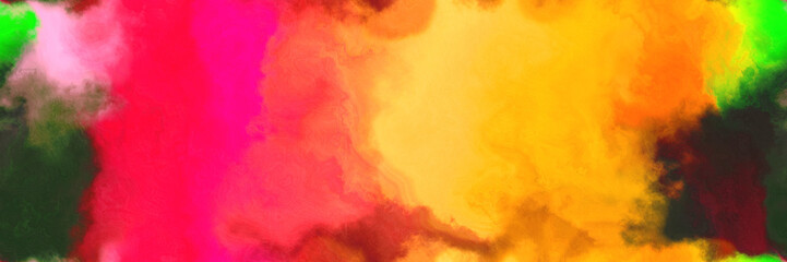 abstract watercolor background with watercolor paint with vivid orange, very dark green and crimson colors