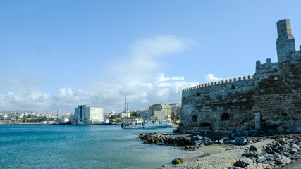 
port in the ancient Greek city with a fortress