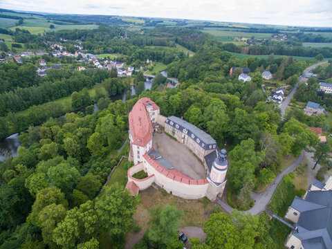 schlo&szlig; wolkenburg Limbach-Oberfrohna bei Chemnitz Sachsen Luftbild Drohne