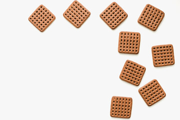square cookies on white background, cookies on white background