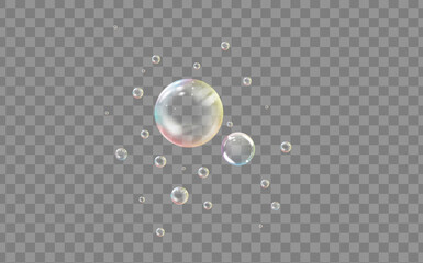Realistic transparent colored soap or water bubble