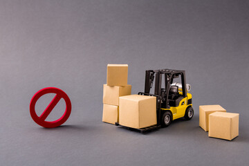 Photo of small loader bringing stuff buyings big large boxes transportation supply management banned import export not included service isolated over dark pastel grey color background