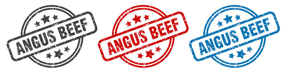 angus beef stamp. angus beef round isolated sign. angus beef label set - obrazy, fototapety, plakaty