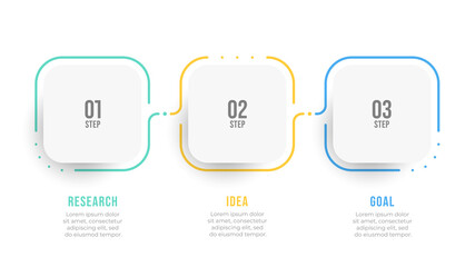 Timeline infographic label design with number steps. Business concept with 3 options. Vector illustration.