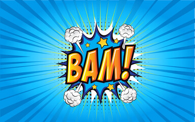 Illustration of the comic style of BAM! wording