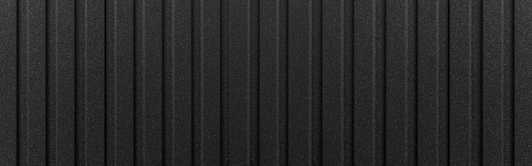 Panorama of Black Corrugated metal background and texture surface or galvanize steel.