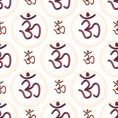 aura background and om in a circle seamless pattern