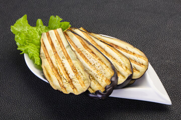 Grilled eggplant in the bowl