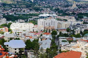 Fototapeta premium It's Panoramic view of Tbilisi, Georgia. Tbilisi is the capital and the largest city of Geogia with 1,5 mln people population
