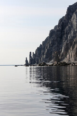 Fototapeta premium Sheer cliffs of the coastline of the North-West coast of the sea of Okhotsk