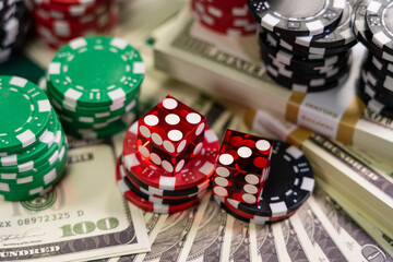 Casino Craps dice close up