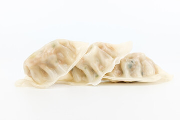 Steamed dumpling on white background