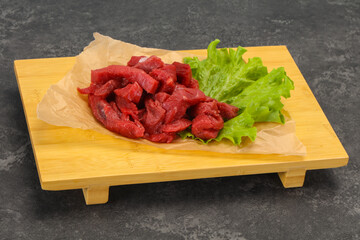 Raw beef meat sliced for cooking