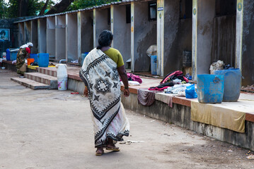 Dhobi Khana at Veli in Fort Kochi, where the Tamil-speaking Vannan community carry out laundry works, the profession practiced by the community traditionally.
Hand washed clothes drying in sunlight 