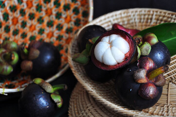 Fresh Mangosteen on  Tray