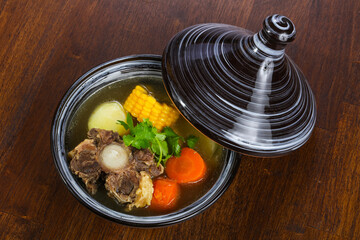 Soup with beef and corn