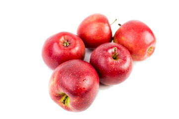 red apples. five fresh apples on a white background. Apple composition