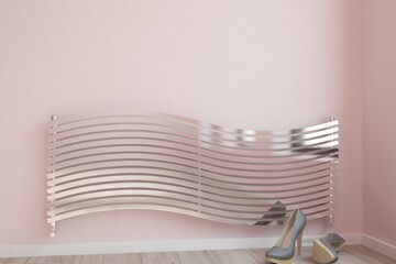 modern room with heating battery and shoes interior design. 3D illustration