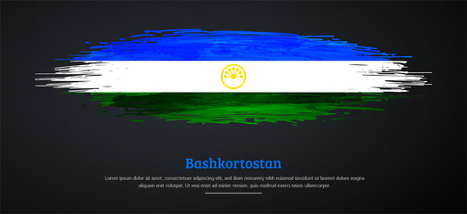 Happy republic day of Bashkortostan with watercolor grunge brush flag background