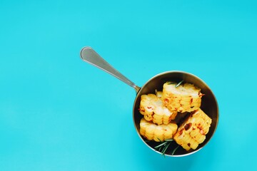 corn on a blue background