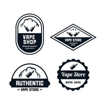 Vape shop labels retro collection vector