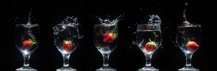 strawberry in a glass of water