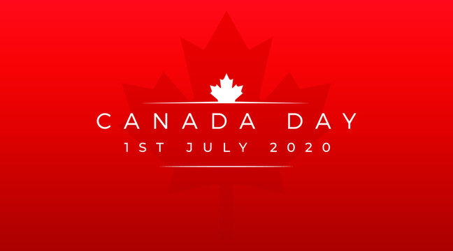 Cannada day 1st July 2020 modern banner, sign, design concept, cover, greeting card, with white text on a red abstract background. 