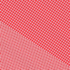 red background vwith white squares