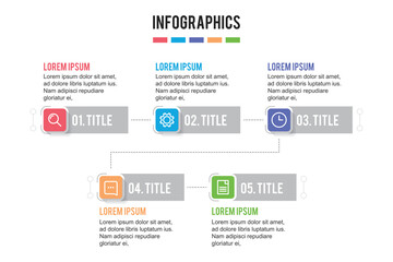colorful timeline infographic with 5 steps design template, Infographics management, finance, analytics, presentation. vector illustration
