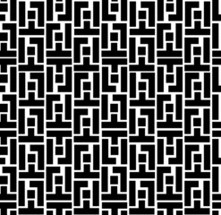 Black geometric mosaic vector seamless pattern