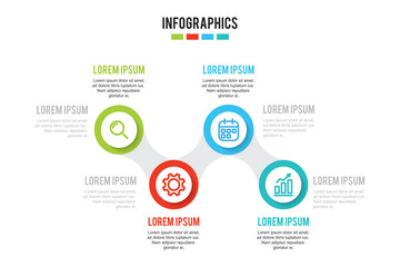 Fototapeta na wymiar colorful timeline infographic with 4 options design template, Infographics management, finance, analytics, presentation. Vector illustration