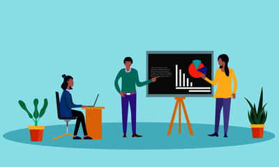 Business Development illustration co-working space, concept illustration.Vector flat style illustration