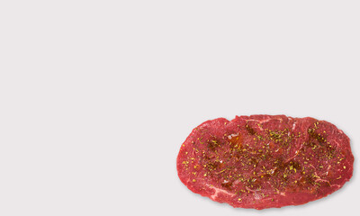 Seasoned Beef meat on a white background