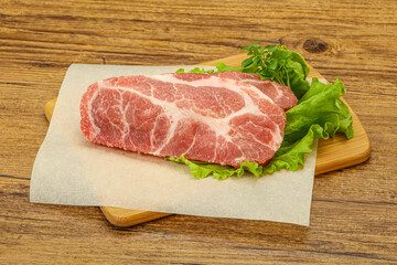 Raw pork meat neck steack