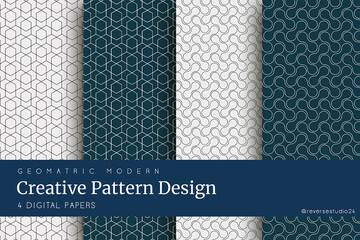 geometric modern creative pattern design ( 4 digital paper ). Vector illustrator