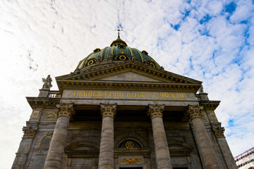 Fototapeta na wymiar Frederik's Church (The Marble)(Marmorkirken), an Evangelical Lutheran church in Copenhagen, the capital of Denmark