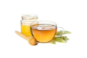 Composition of linden tea isolated on white background