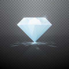 Realistic diamond isolated on transparent background. Vector illustration.