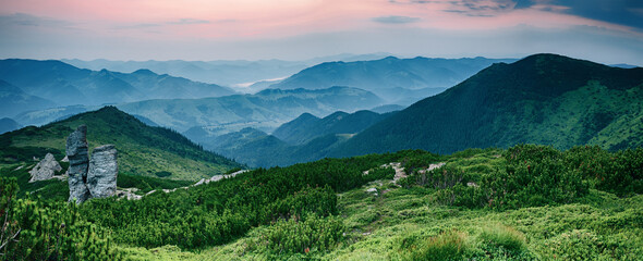 Mountain sunrise panorama