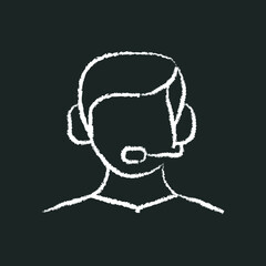 consultant man with headset, chalk icon