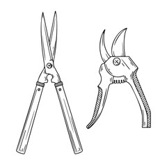 Garden secateurs isolated on a white background. Vector illustration