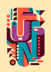 Retro poster design with experimental typography. Vector illustration.