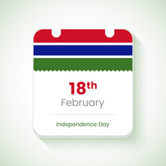18th February, Independence day of Gambia. Elegant country independence day calendar concept vector illustration.