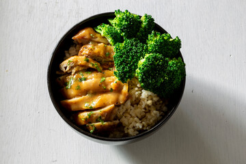 Baked Honey Mustard Chicken with broccoli on the rice