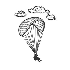 Paragliding sketch raster illustration