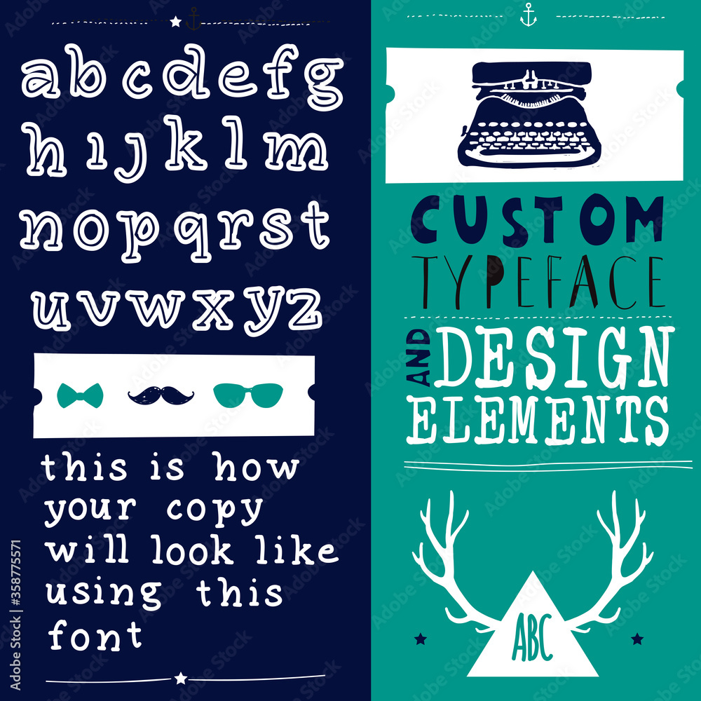 Fototapete colorful alphabet in doodle style. clean hand drawn font face that is perfect for creating a handmad