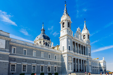 Fototapeta na wymiar It's Santa Maria la Real de La Almudena, a Catholic cathedral in Madrid, Spain