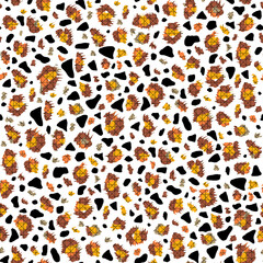 Spotted seamless pattern, bright abstract background with cage